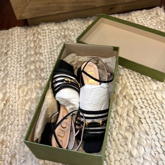 Gucci Ketty Horsebit Sandals Black NWT 37.5 - Picture 2 of 5